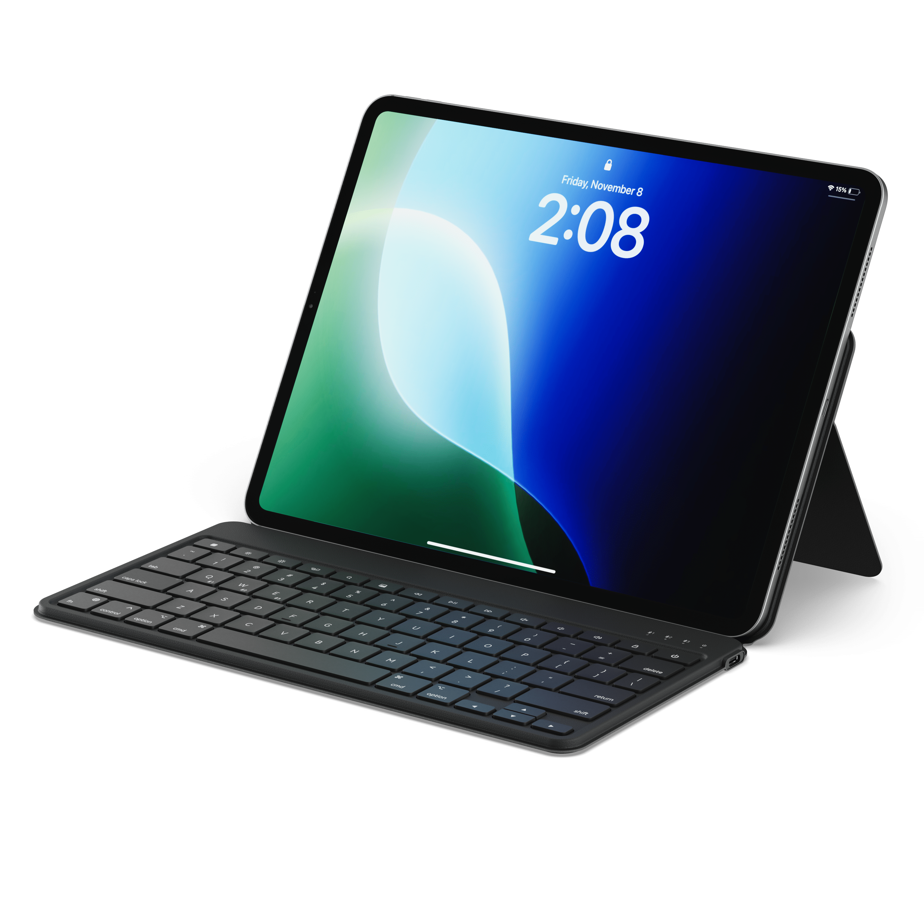 Satechi - OntheGo Bluetooth Keyboard with Adjustable Stand, Connect up 3 Devices, USB C Rechargeable Battery, Compact and Portable - Black