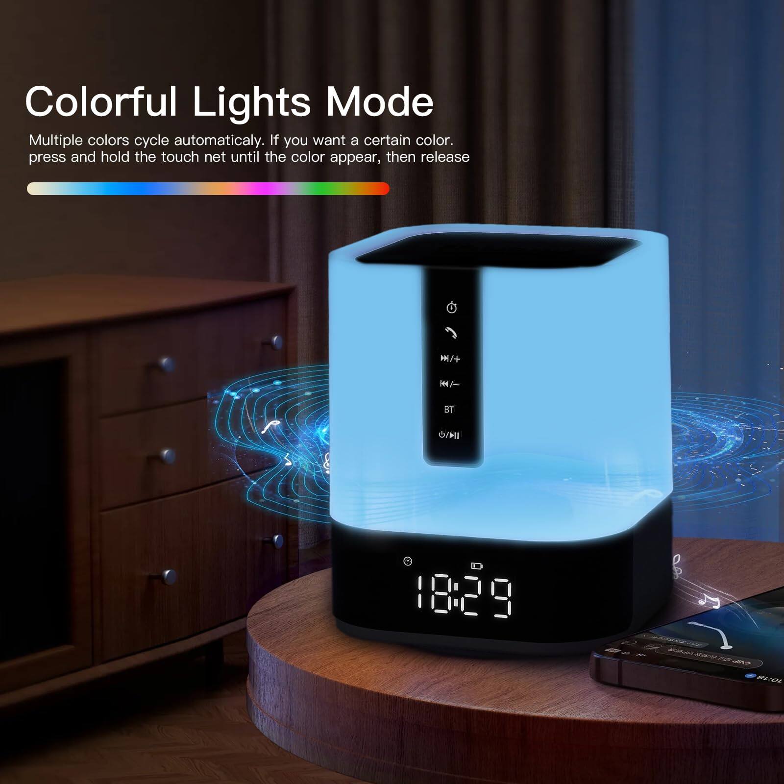 Colorful Lights Mode

Multiple colors cycle automatically. If you want a certain color, press and hold the touch net until the color appears, then release.