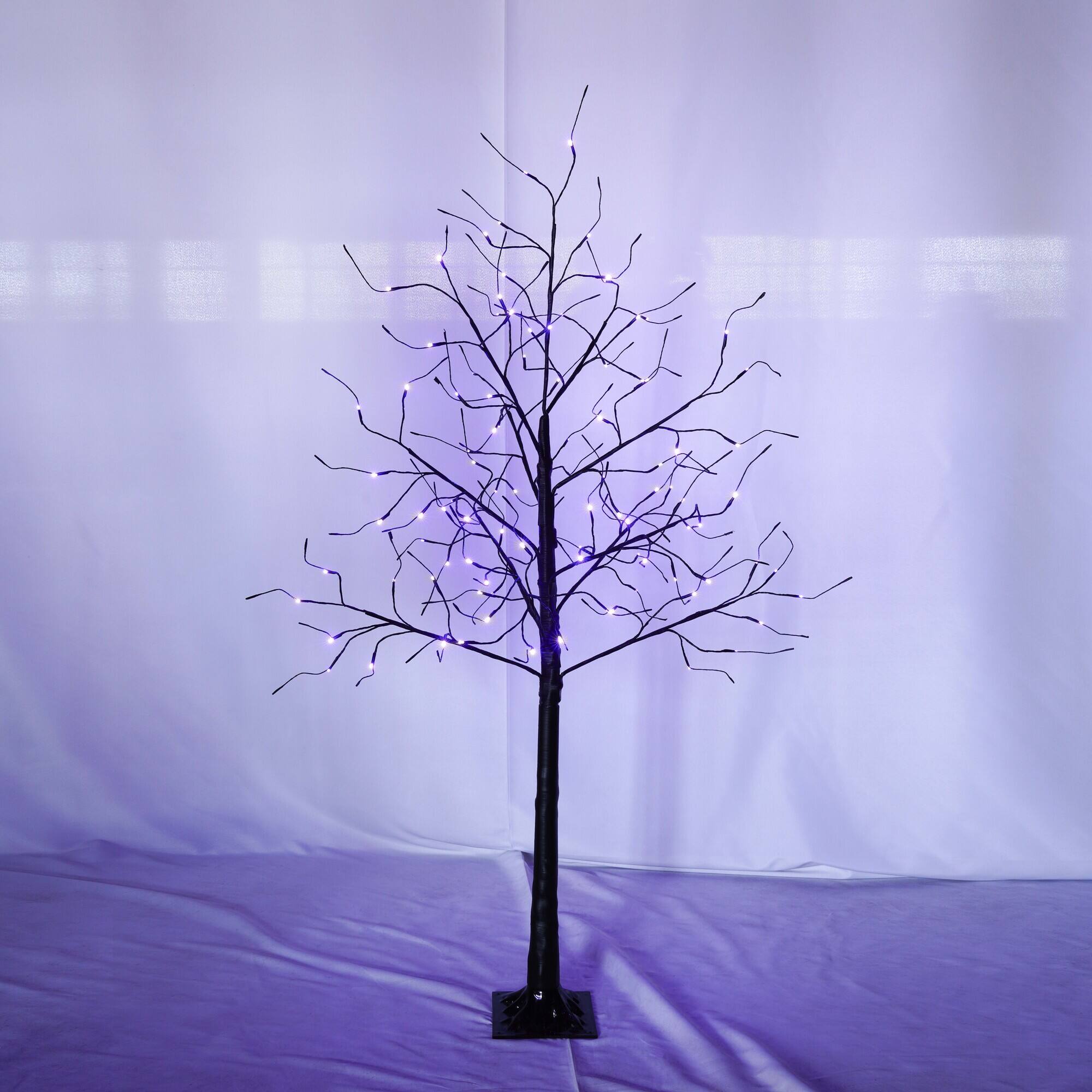 Alt View 9. Tiramisubest - 3 Pac Halloween Spooky Tree with Purple Lights, 4FT 5FT and 6FT, Lighted Black Tree for Halloween Decoration - Black,Purple.