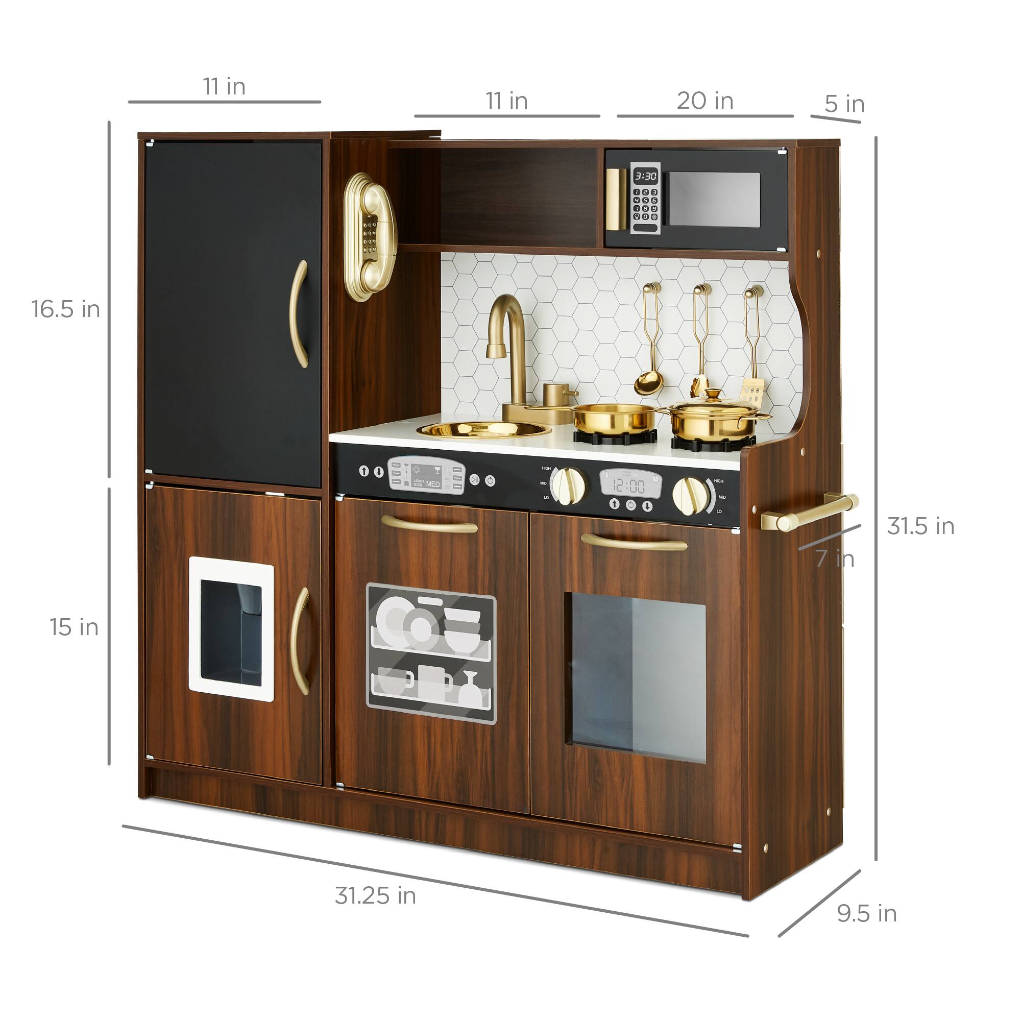 - 11 in
- 11 in
- 20 in
- 5 in
- 16.5 in
- 15 in
- 31.25 in
- 31.5 in
- 7 in
- 9.5 in