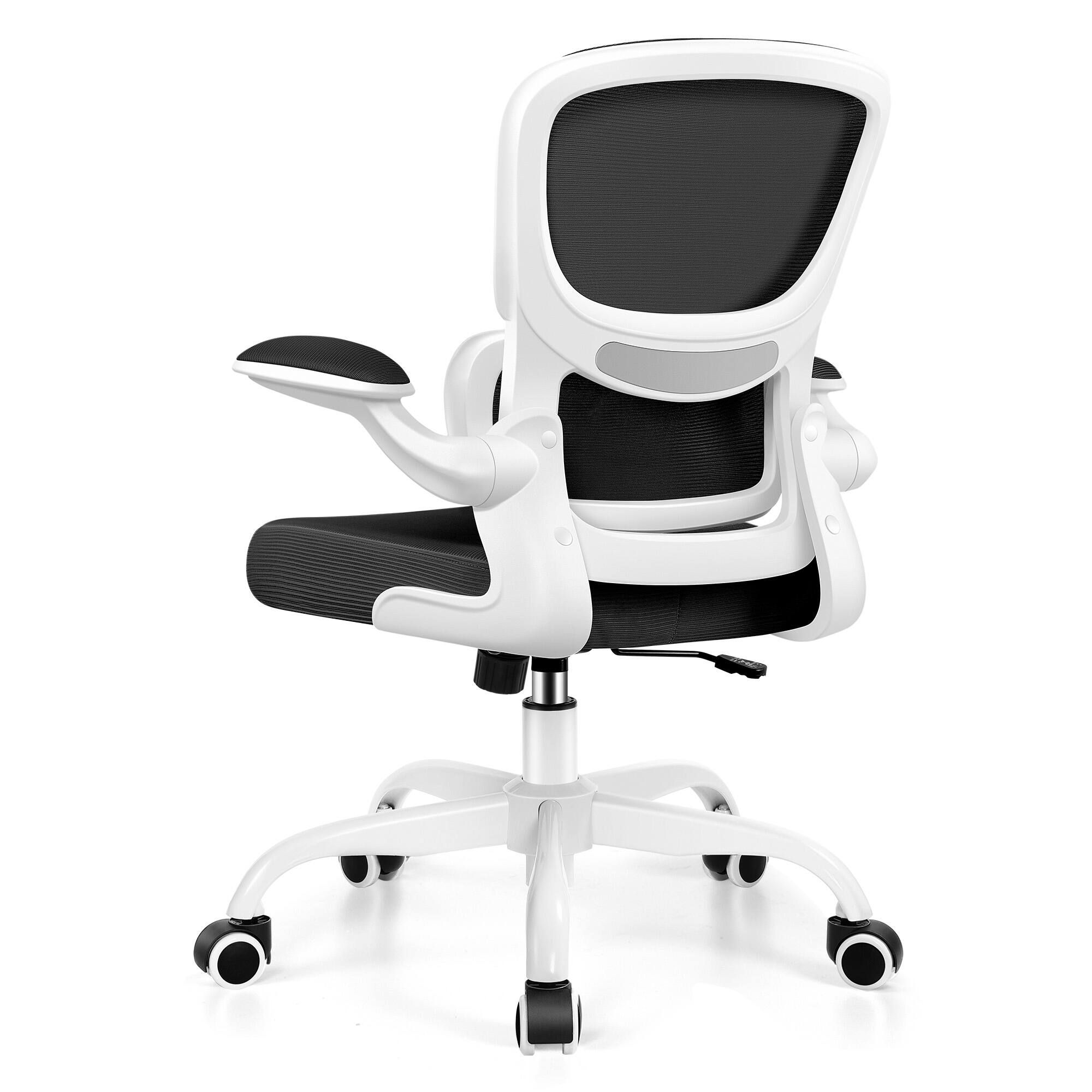 Back. Brick Attic - Ergonomic Office Chair with Lumbar Support and Adjustable Armrests, Breathable Mesh Mid Back Computer Desk Chair - White.