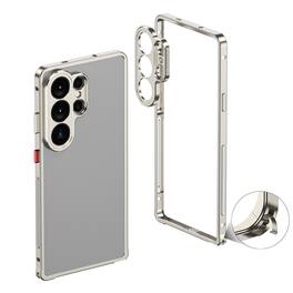 Dteck - Metal Frame Heat Dissipation Rugged Shockproof Bumper Frame Phone Case with Lens Cover For Samsung Galaxy S26 Ultra - Titanium