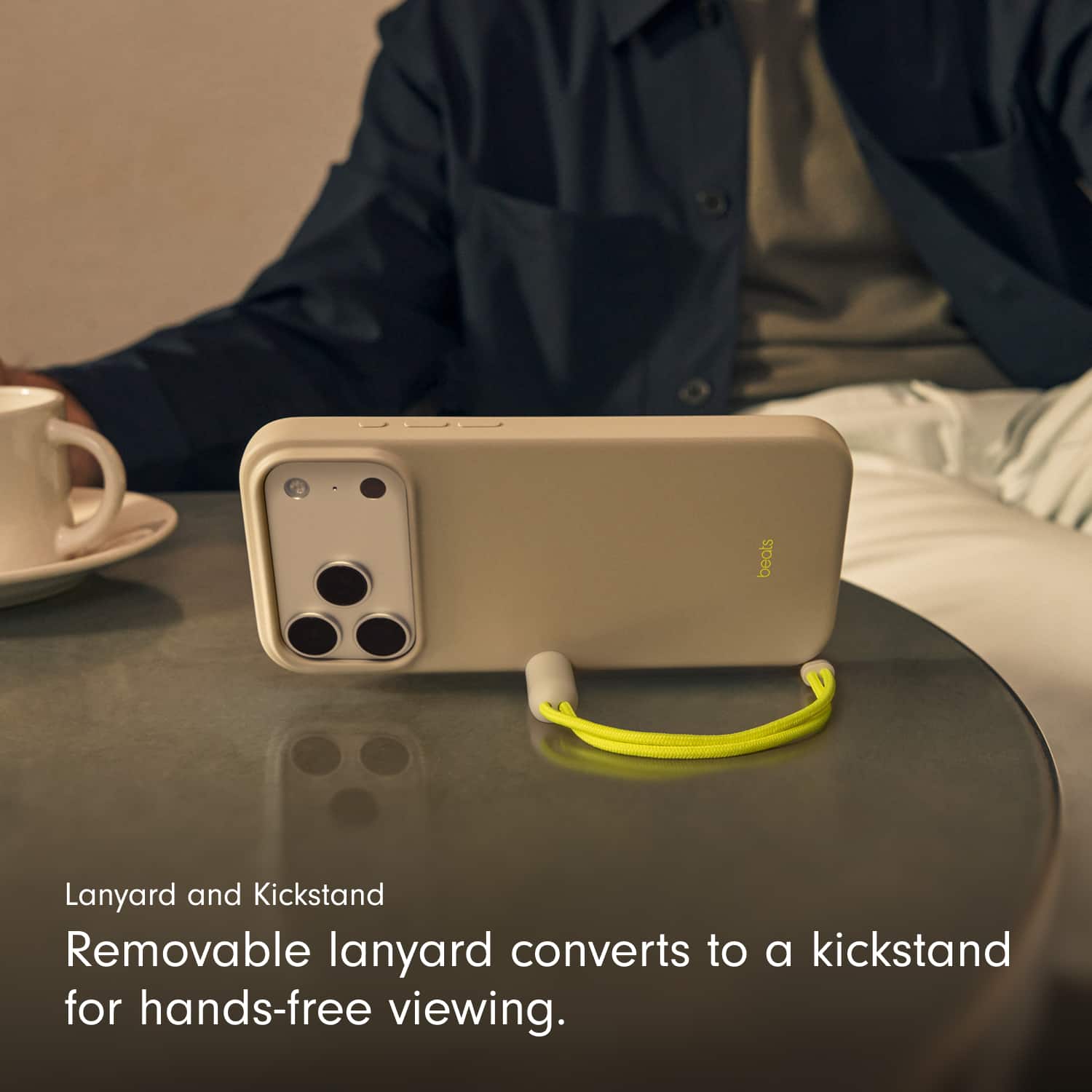Lanyard and Kickstand
Removable lanyard converts to a kickstand for hands-free viewing.
