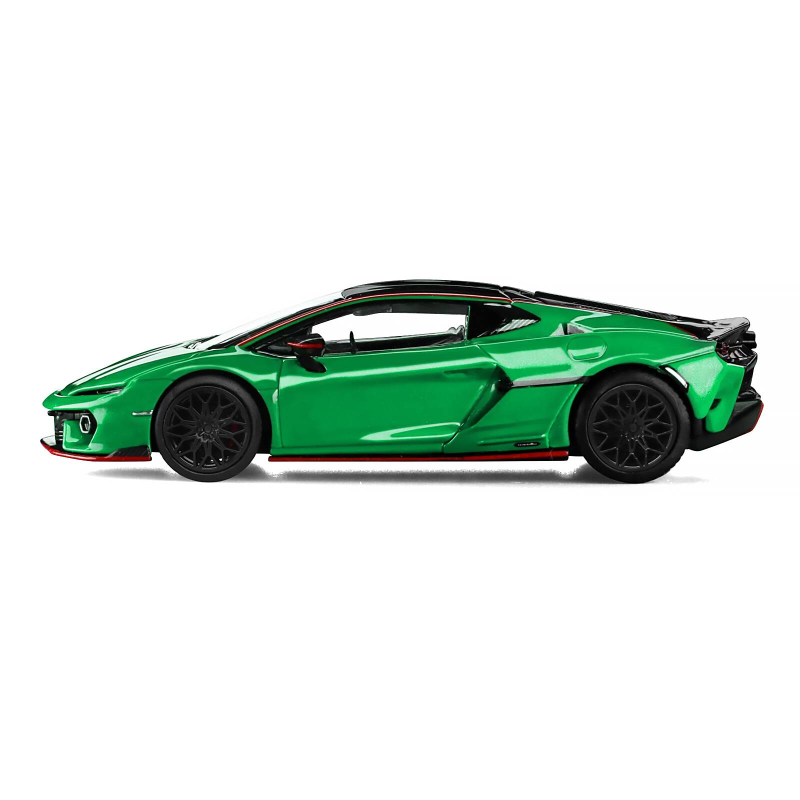 Alt View 2. Trends Hobby - Lamborghini Temerario Green with Black Topdie 1/64 Diecast Model Car by Trends Hobby.