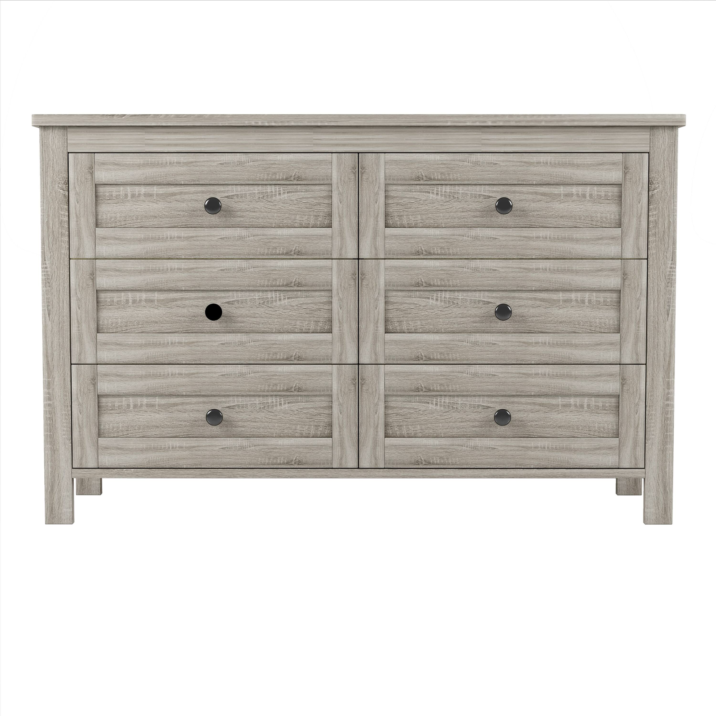 Left. Forest'nSky - Anitque Gray Retro Farmhouse Style Wooden Dresser with 6 Drawer, Storage Cabinet for Bedroom - Anitque Gray.