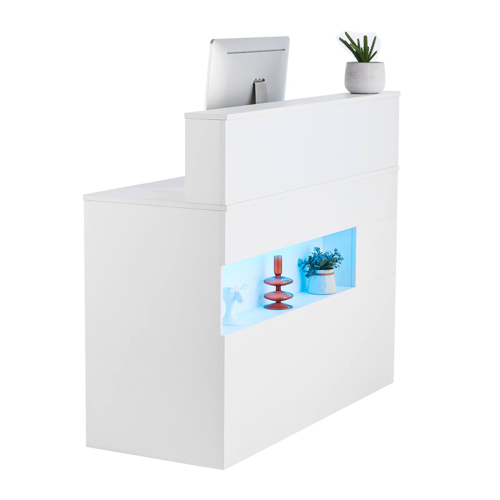 Alt View 5. VEVOR - Reception Desk, 47 Inch Rectangular Front Counter Table, Office Reception Desk - White.