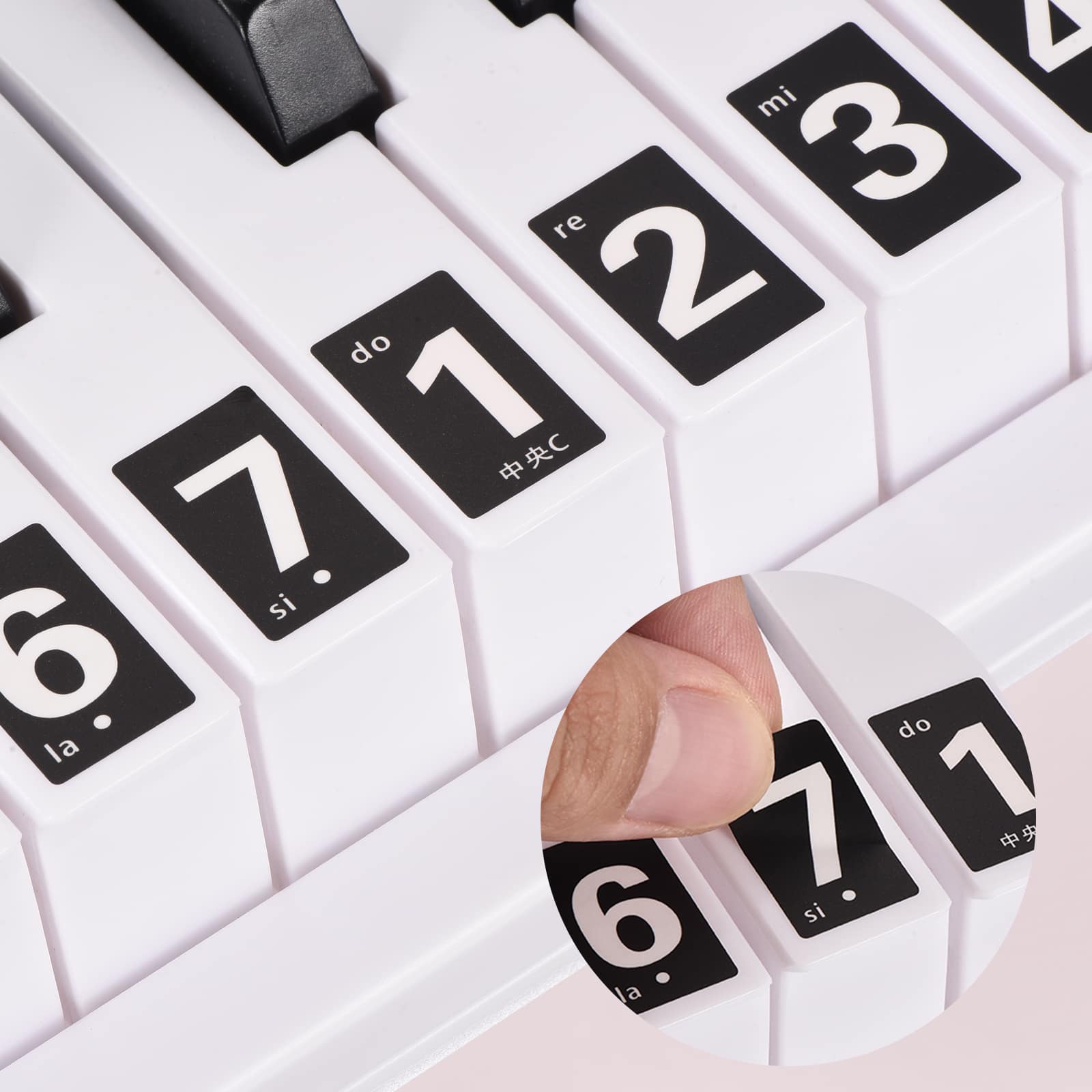 Unique Bargains - Piano Stickers for 54/61 for Key Keyboards Notes Label for Beginners Removable Piano Keyboard Stickers for Beginners - Black White