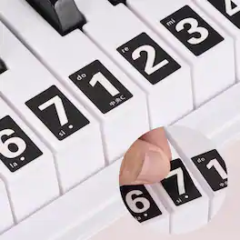 Unique Bargains - Piano Stickers for 54/61 for Key Keyboards Notes Label for Beginners Removable Piano Keyboard Stickers for Beginners - Black White