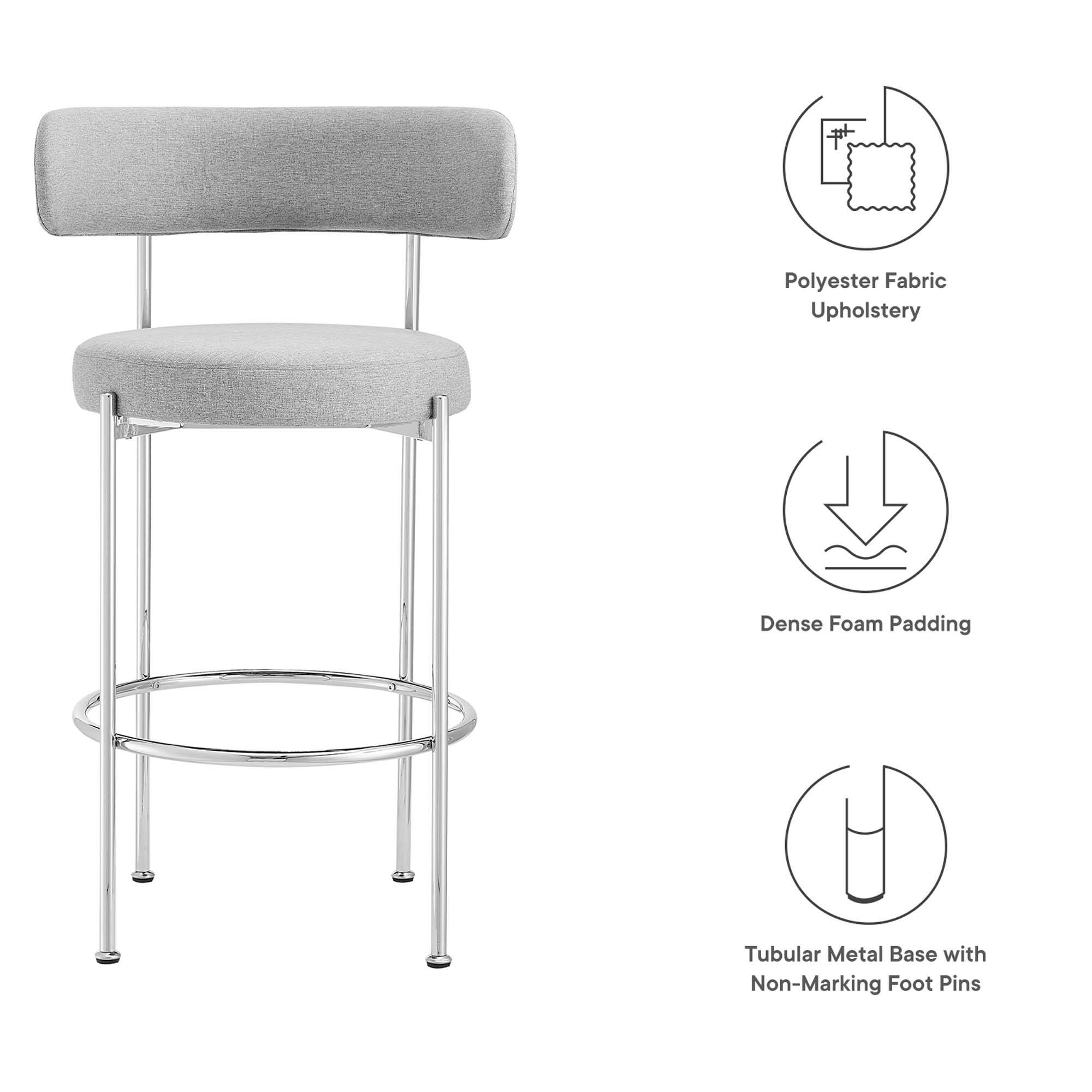 Polyester Fabric Upholstery  
Dense Foam Padding  
Tubular Metal Base with Non-Marking Foot Pins
