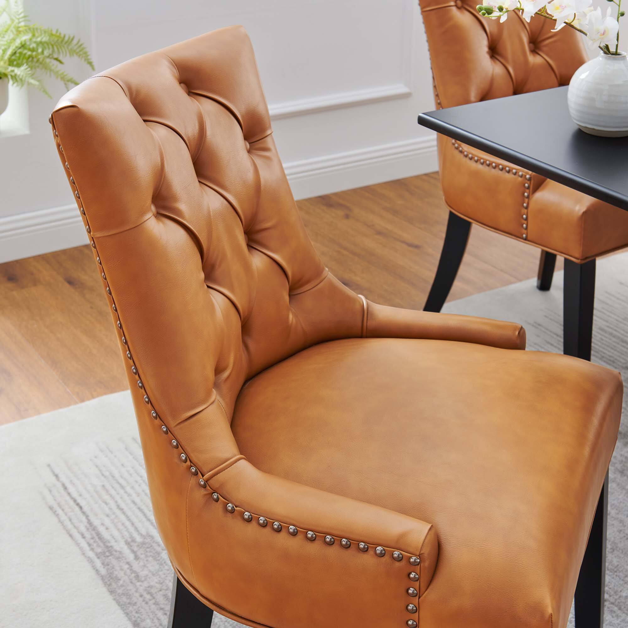 Alt View 4. Modway - Regent Tufted Vegan Leather Dining Chair by Modway - Brown.