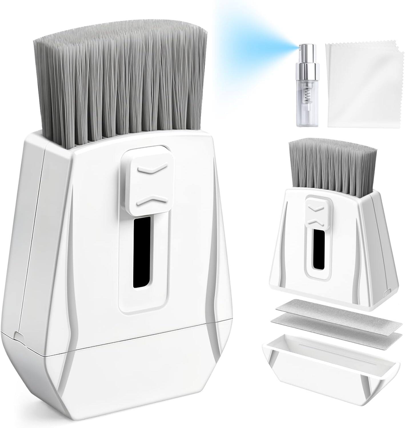 Front. RTMB - 5-in-1 Keyboard & Screen Cleaner Kit, Retractable Brush for MacBook, iPad, PC - White.