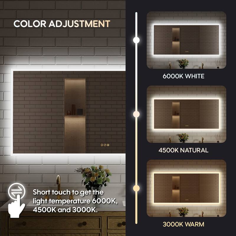 COLOR ADJUSTMENT

6000K WHITE  
4500K NATURAL  
3000K WARM

Short touch to get the light temperature 6000K, 4500K and 3000K.