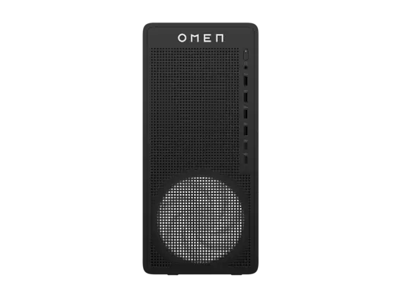 Front. HP OMEN - HP OMEN 16L Gaming Desktop PC TG03-0055m RX 7600 8GB AMD RYZEN 5 8400F 16GB 512GB - Black metal.