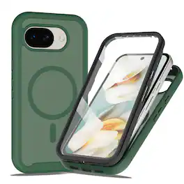 Dteck - for Google Pixel 10a Magnetic Matte Case with Built-in Screen Protector,Non-Slip Shockproof Full Body Protective Cover - Green