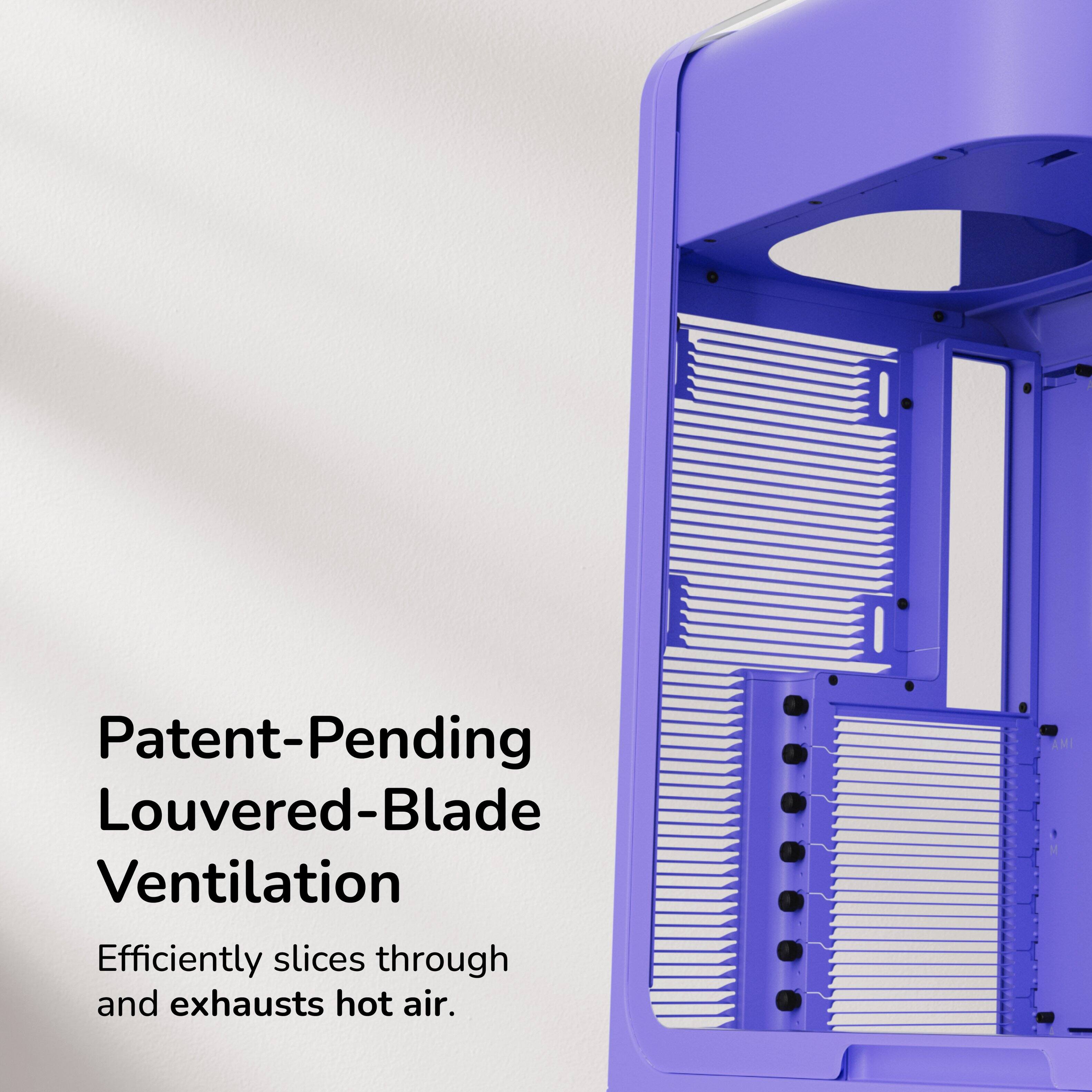 Patent-Pending Louvered-Blade Ventilation  
Efficiently slices through and exhausts hot air.