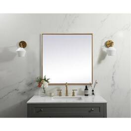 Elegant Decor - Metal Frame Square Mirror 24 inch - Brass