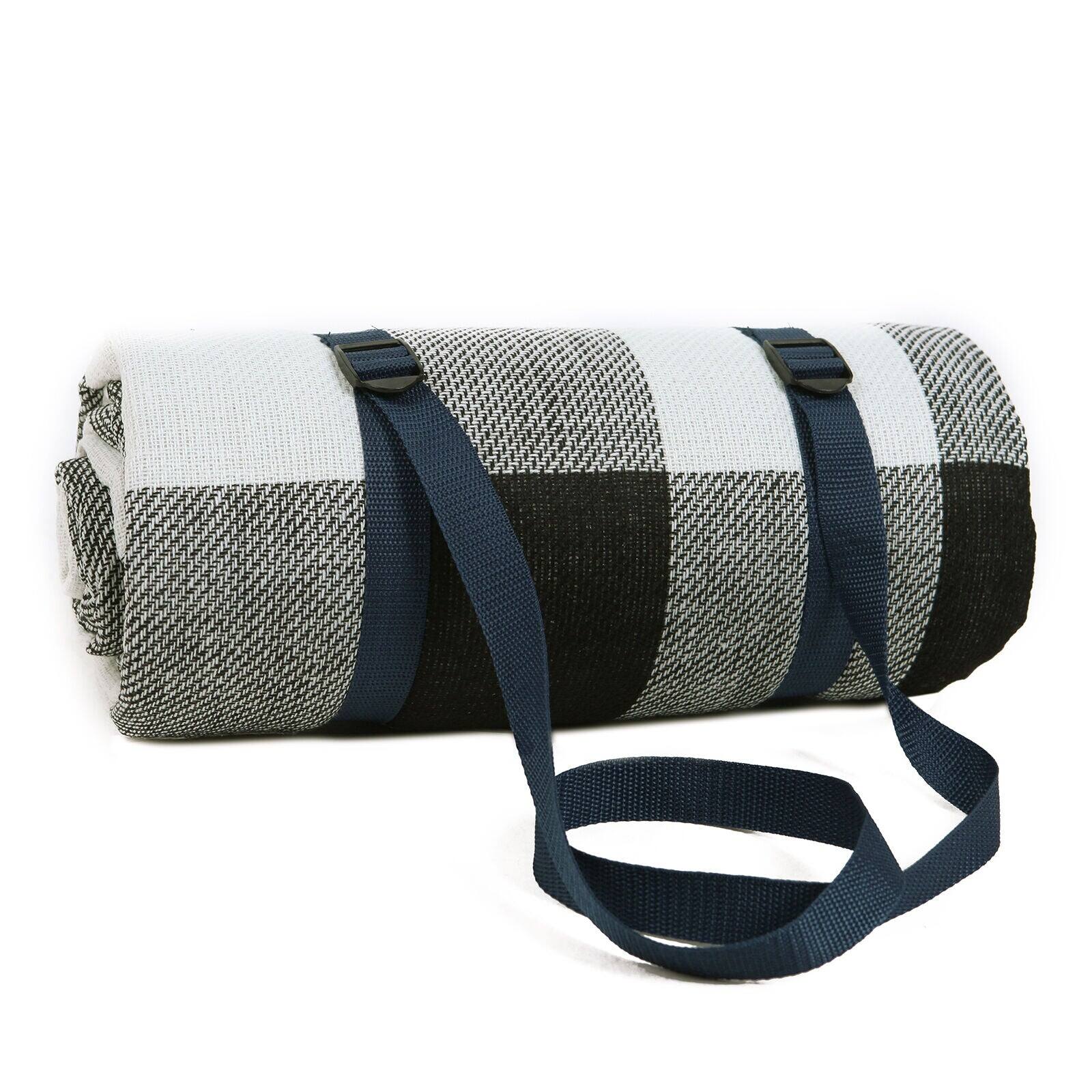 Angle. Adivo - Waterproof Outdoor Picnic Blanket - Acrylic Fabric with Plaid Print, Multiple Sizes - 200*300cm - Grey Tile.