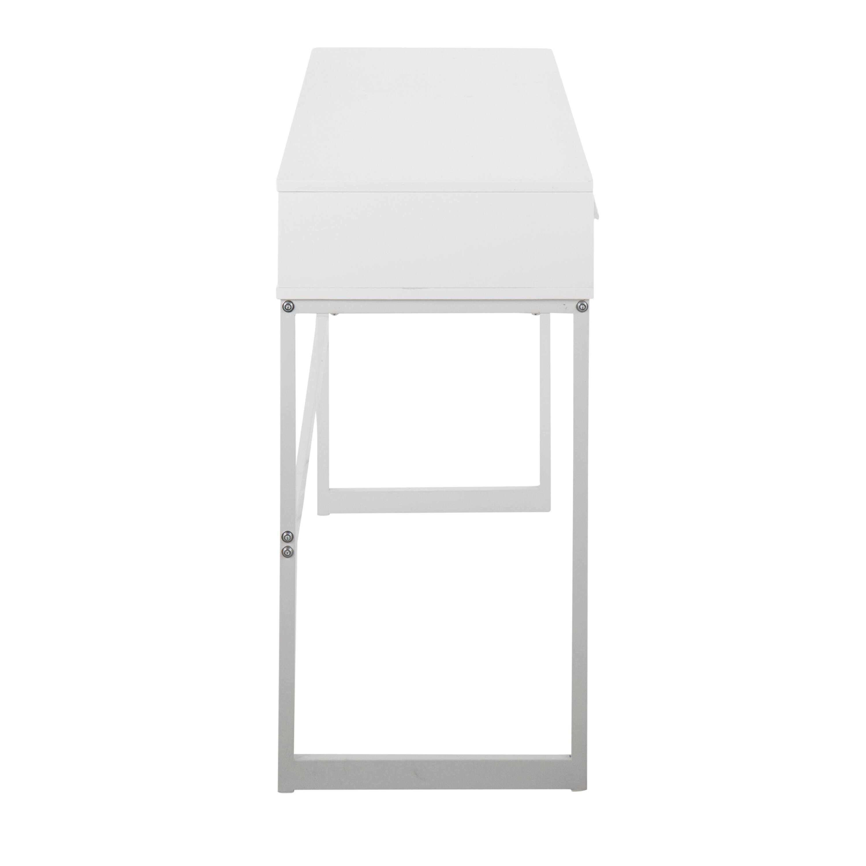 Left. TinyHomie - Franklin Contemporary Console Table in White Metal and White Wood by LumiSource - White.