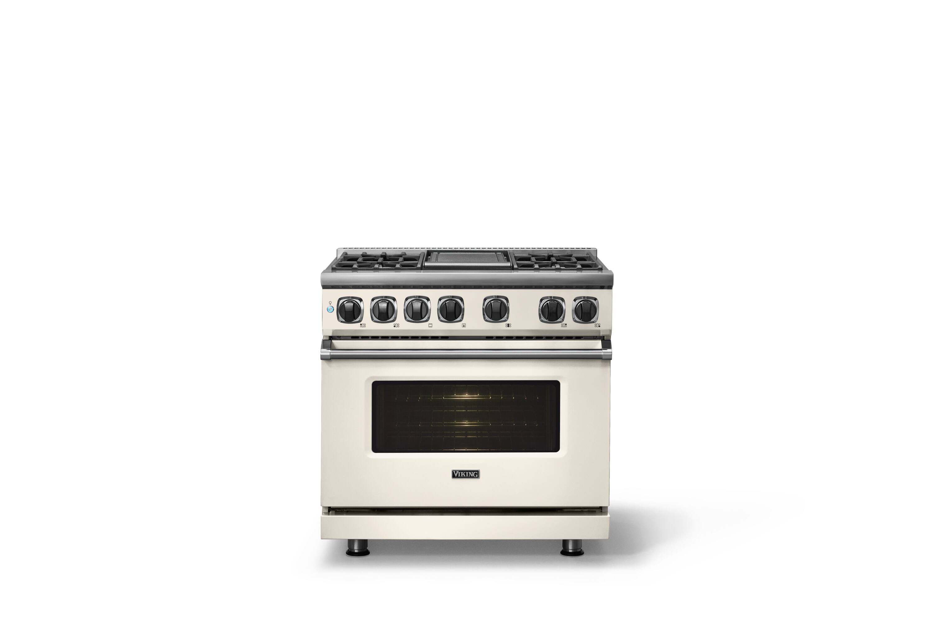 Alt View 1. Viking - 36"W. 5.6 Cu. Ft. 7S Self-Clean LP Dual Fuel Range-Pure White - Pure White.