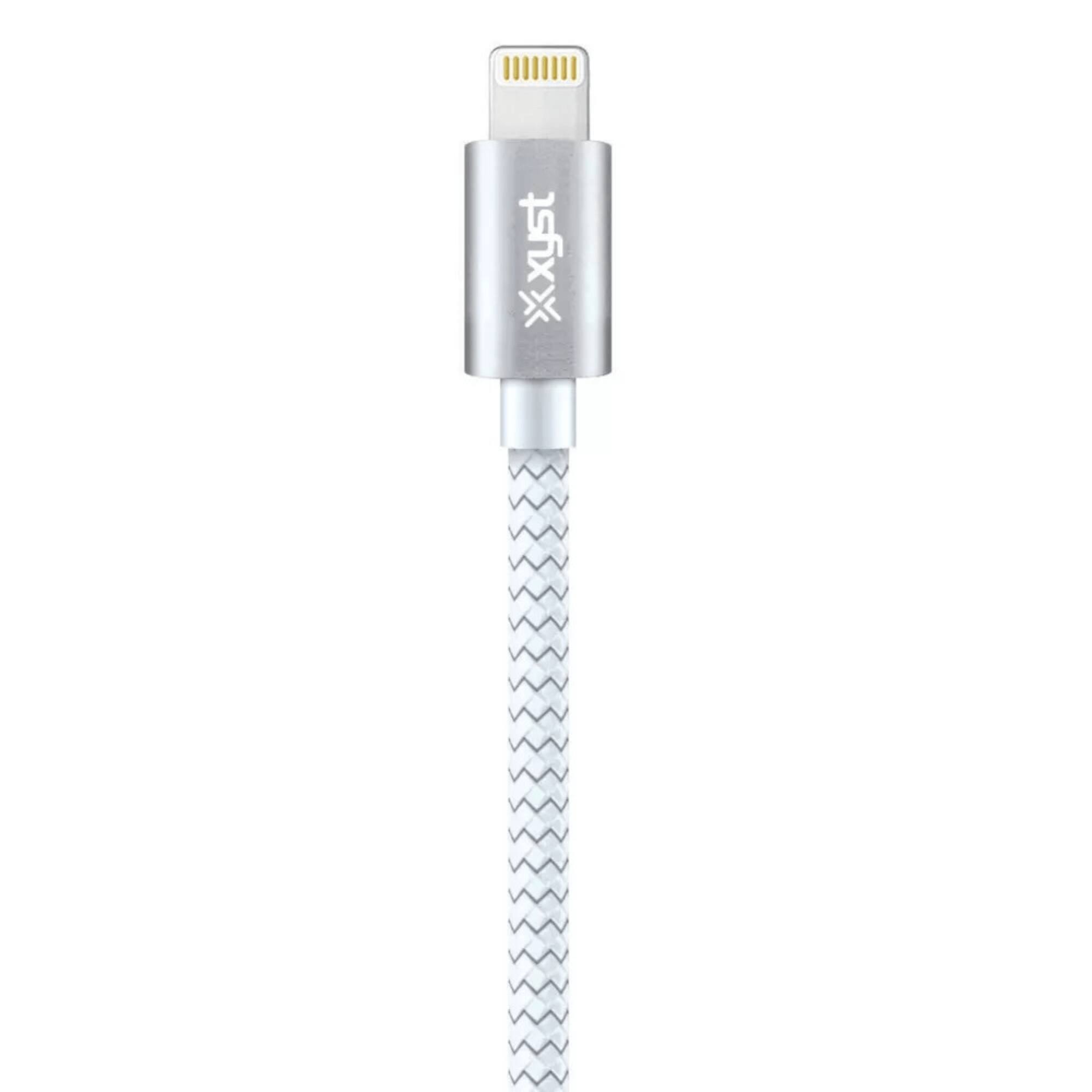 Alt View 2. Xyst - Charge and Sync USB to Lightning Braided Cable 10Ft - White.