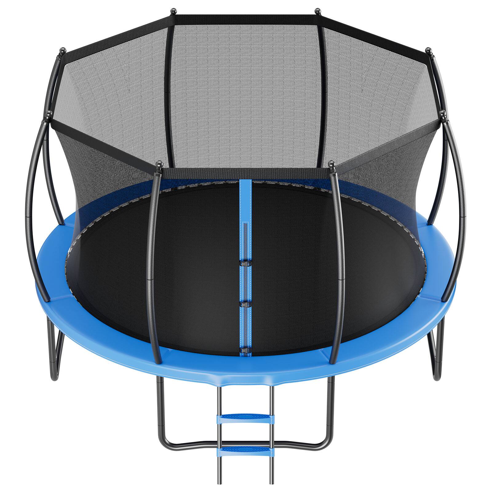 Alt View 5. VEVOR - Outdoor Trampoline, 14FT Recreational Trampoline, ASTM Approved Trampolines with Enclosure Net & Thickened Pad - Blue,Black.
