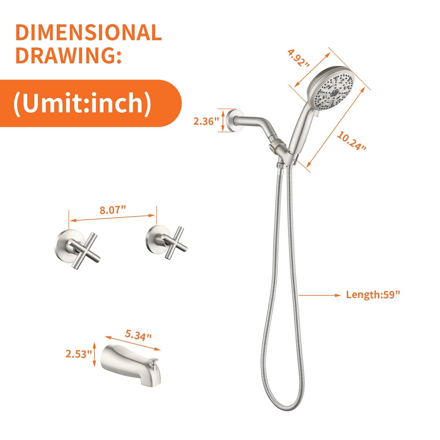 DIMENSIONAL DRAWING:  
(Umit: inch)  

- 2.36"  
- 4.92"  
- 10.24"  
- 8.07"  
- Length: 59"  
- 2.53"  
- 5.34"