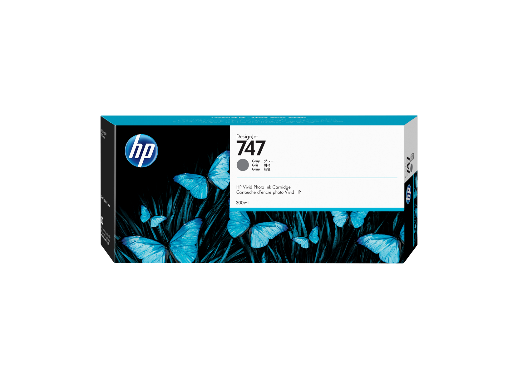hp | DesignJet 747  
Gray  
HP Vivid Photo Ink Cartridge  
Cartouche d'encre photo Vivid HP  
300 ml