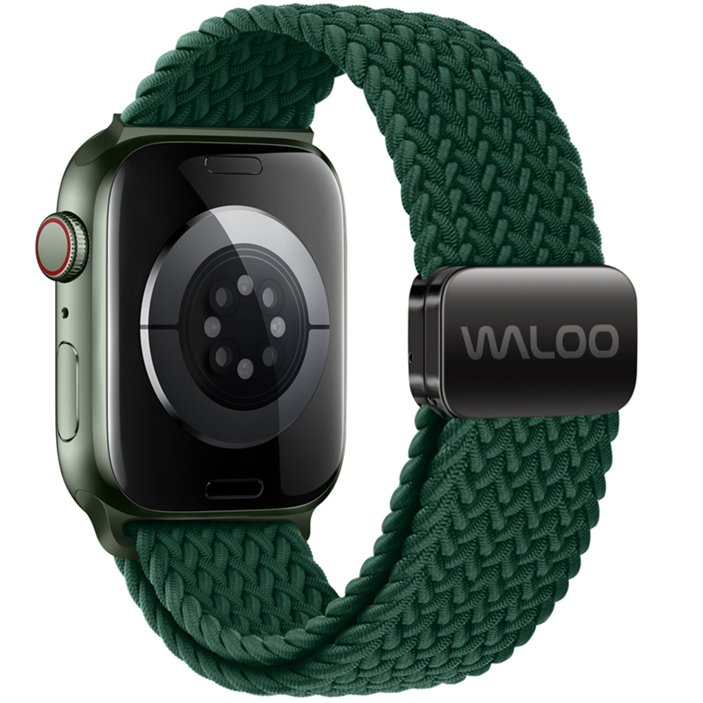 Back. Waloo - Waloo Braided Nylon Magnetic Loop Band For Apple Watch - Midnight Green.