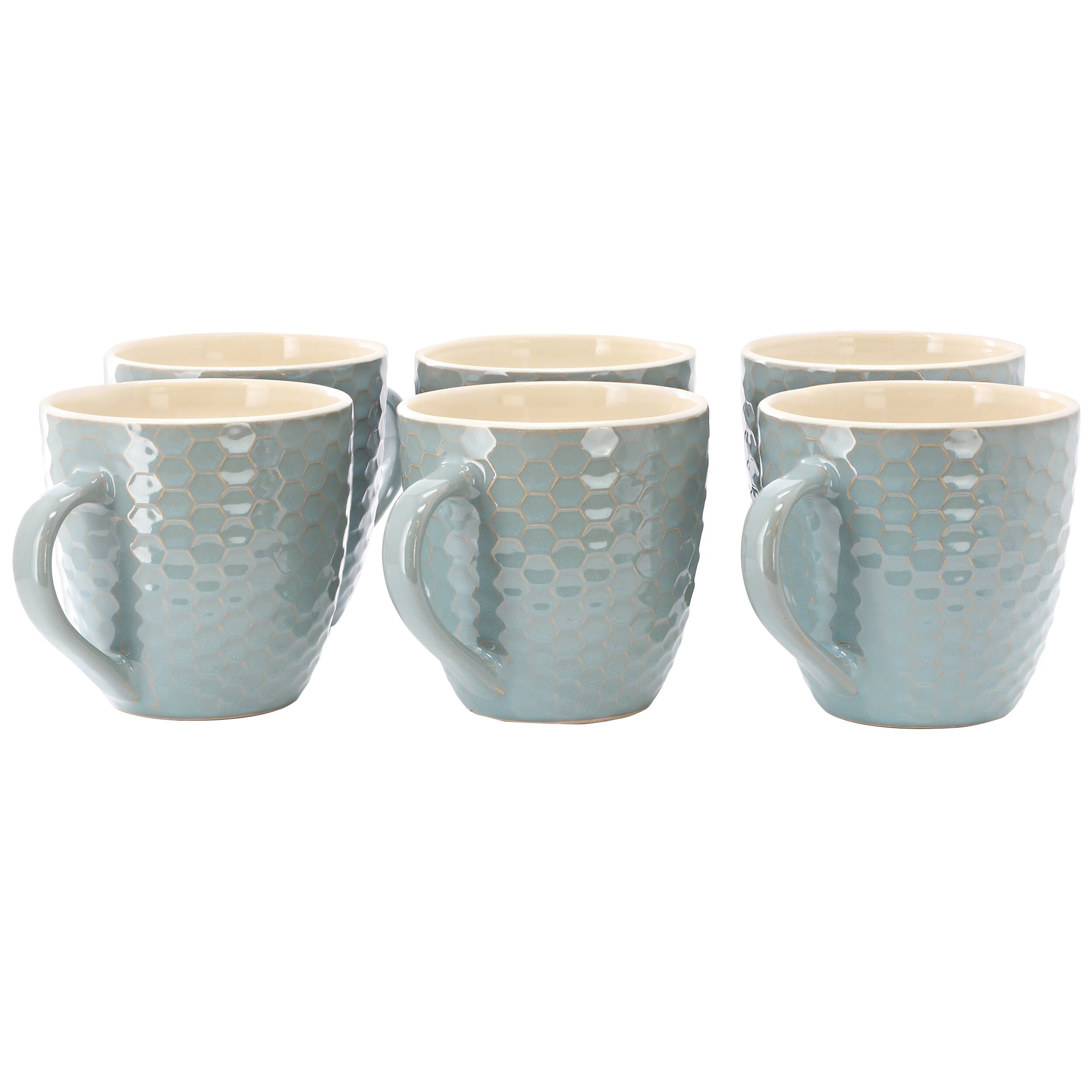 Alt View 1. Elama - Elama Honeycomb 6 Piece 15 oz. Mug Set in Turquoise - Turquoise.