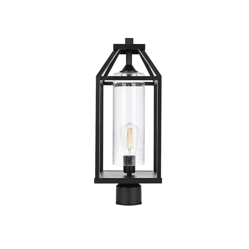 Left. Elegant Lighting - Zora 21 inch Outdoor Post light in Black - Black And Clear.