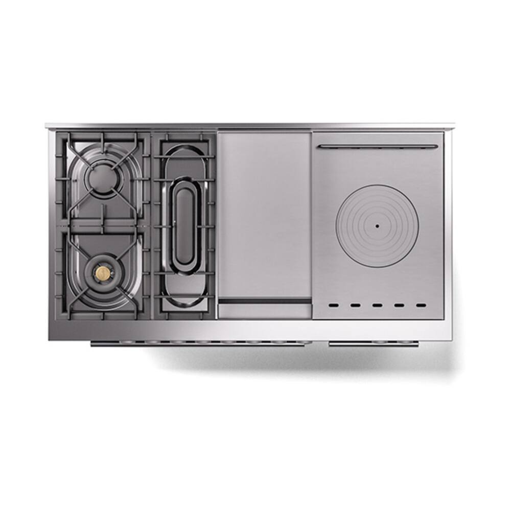 Alt View 2. ILVE - ILVE Professional Plus II Series 48 in. Dual Fuel Range with 5 Sealed Burners + Griddle (Liquid Propane, Satin Trim) - Glossy Black.