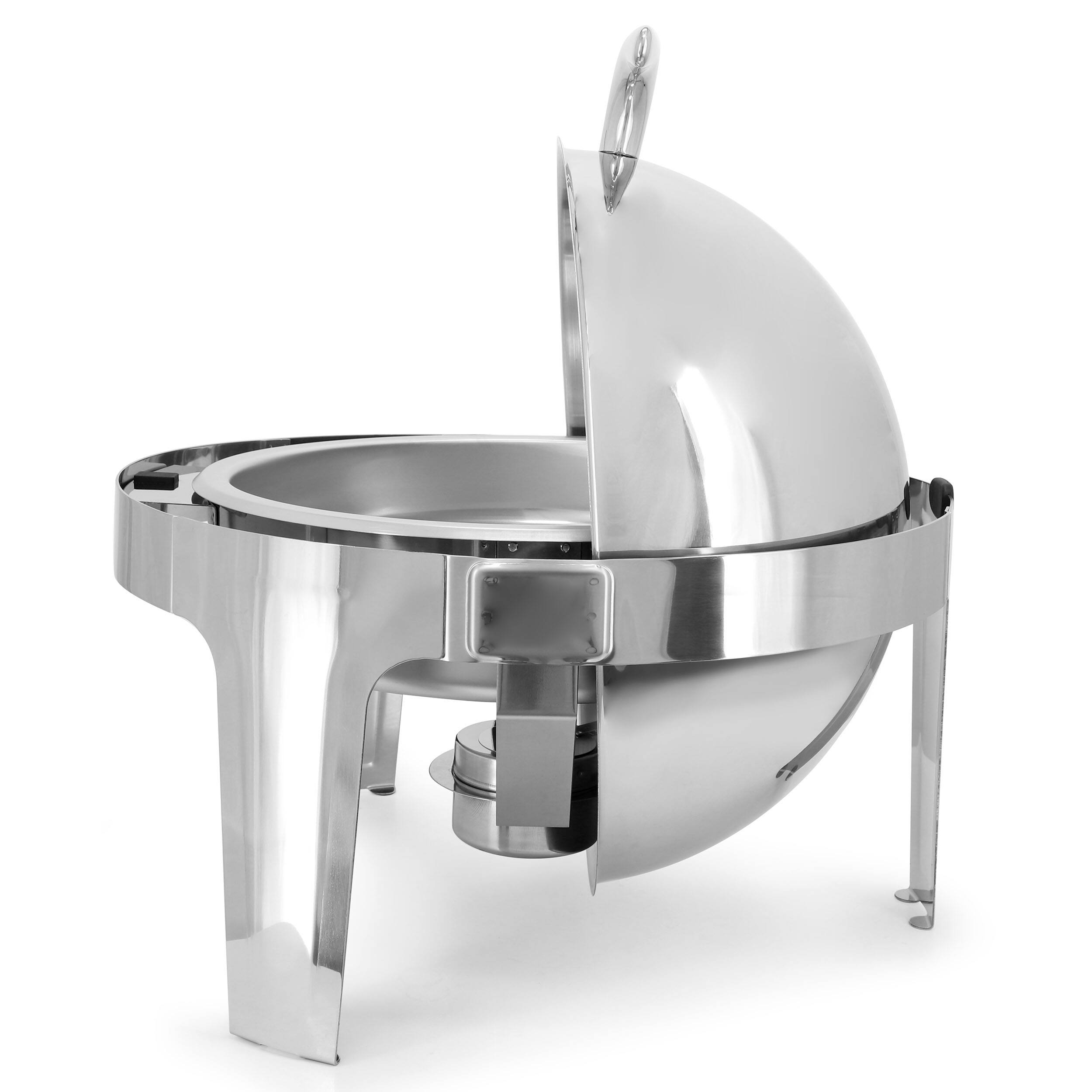 Alt View 2. MegaChef - MegaChef 6.3 Quart Round Stainless Steel Dome Roll Top Professional Chafing Dish/Food Warmer/Buffet Server Serving Dish - Silver.