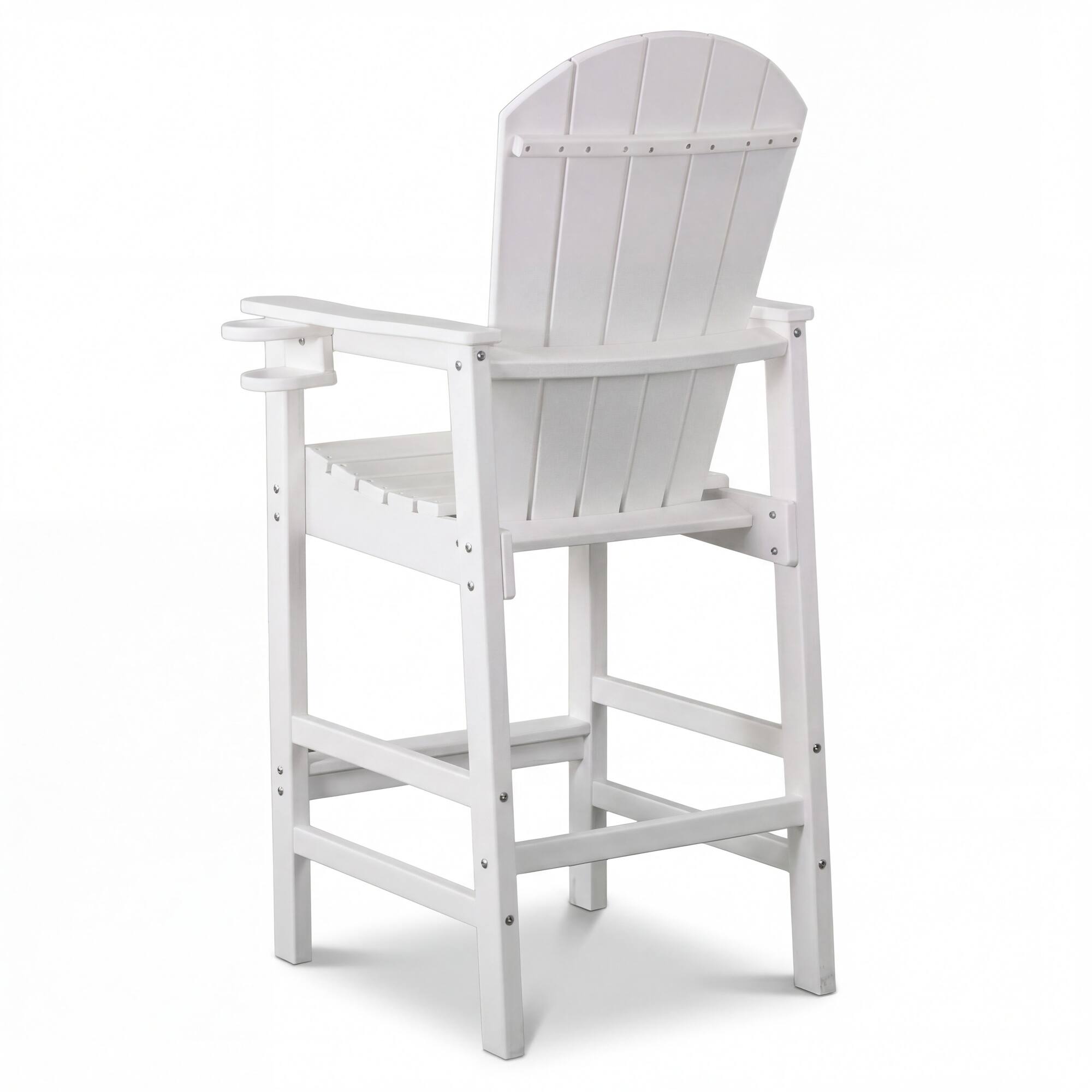 Back. Boyel Living - HDPE Bar Height Adirondack Chair with Armrests and Cup Holder - White.