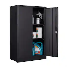 HTUTWOO - Storage Cabinet with Locking Doors - Adjustable Shelf, Folding Filing Storage Cabinet for Home Office, School, Garage - Black