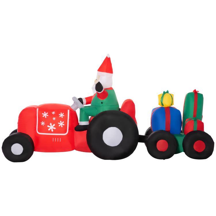 Alt View 9. PULUZ - 9ft Christmas Inflatables Outdoor Decorations Santa Claus Driving Trailer with Colorful Gift Boxes - Red.