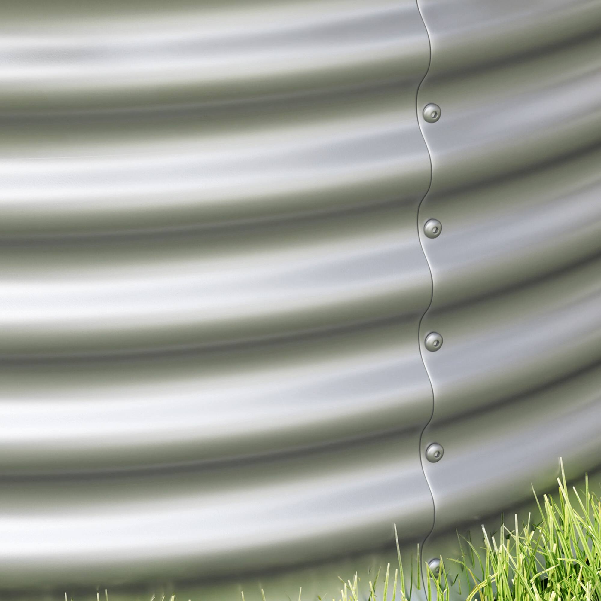 Alt View 7. Outsunny - Galvanized Raised Garden Bed Set of 2, Planters for Outdoor Plants with Safety Edging, 3' x 3' x 1.4' - Silver.