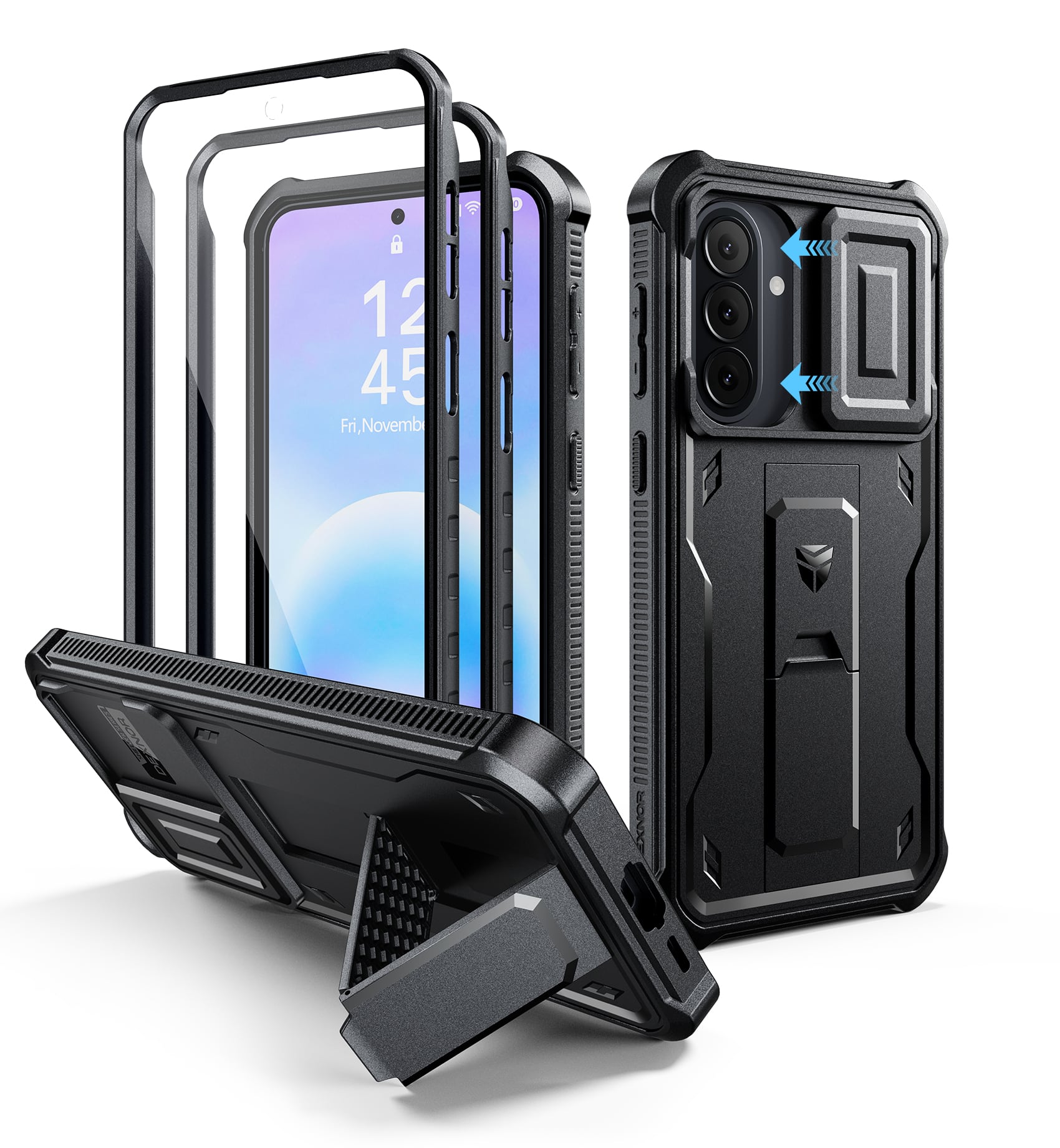 Dexnor - Phone Case for Samsung Galaxy A57 5G with Screen Protector, Magnetic Slide Camera Cover,Heavy Duty Shockproof Protection - Black