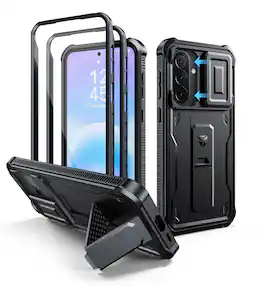 Dexnor - Phone Case for Samsung Galaxy A57 5G with Screen Protector, Magnetic Slide Camera Cover,Heavy Duty Shockproof Protection - Black