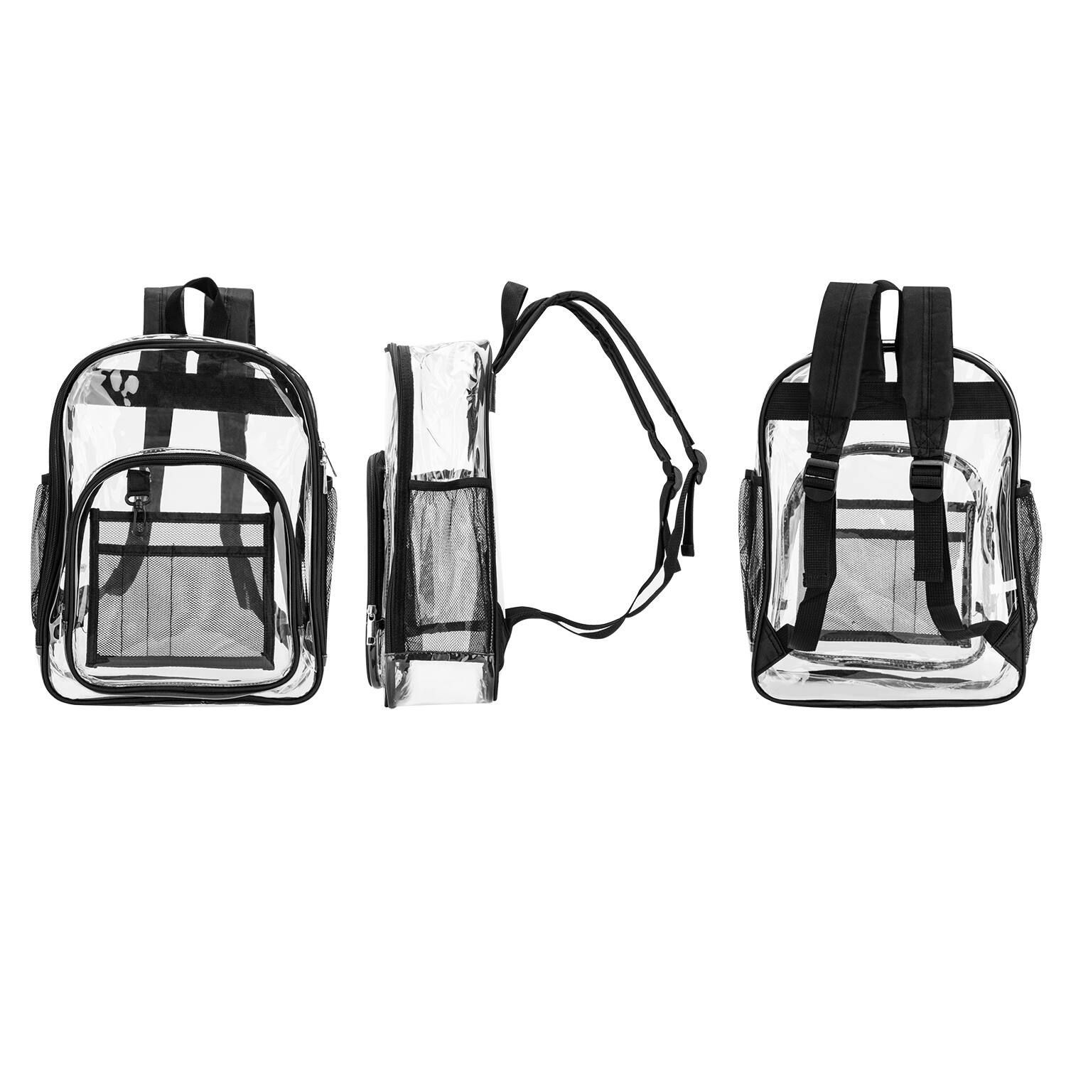 Alt View 1. Garnen - 14"&17" Clear Backpack for Stadium Events School Work Zip Closure Transparent Bag Clear Stadium Backpack See Through Bag - Black.