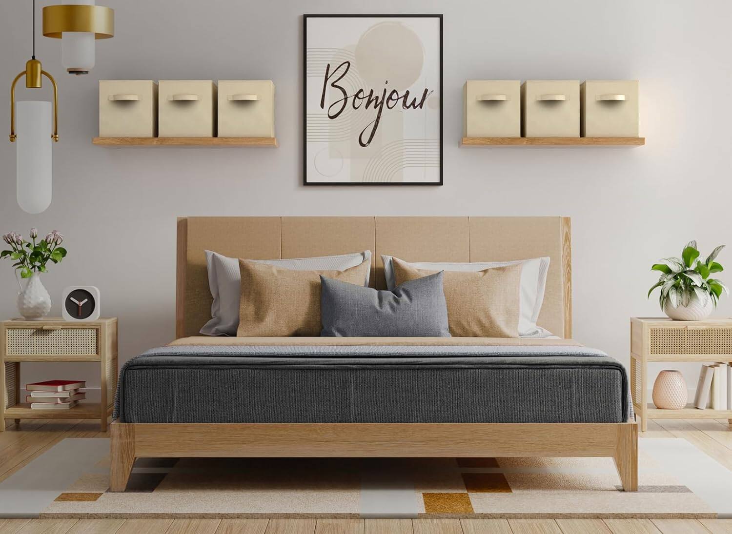 Alt View 1. Sorbus - Sorbus Foldable Storage Cubes, 6 Fabric Baskets for Organizing Pantry, Closet, Shelf, Nursery, Playroom, Toy Box - Beige.