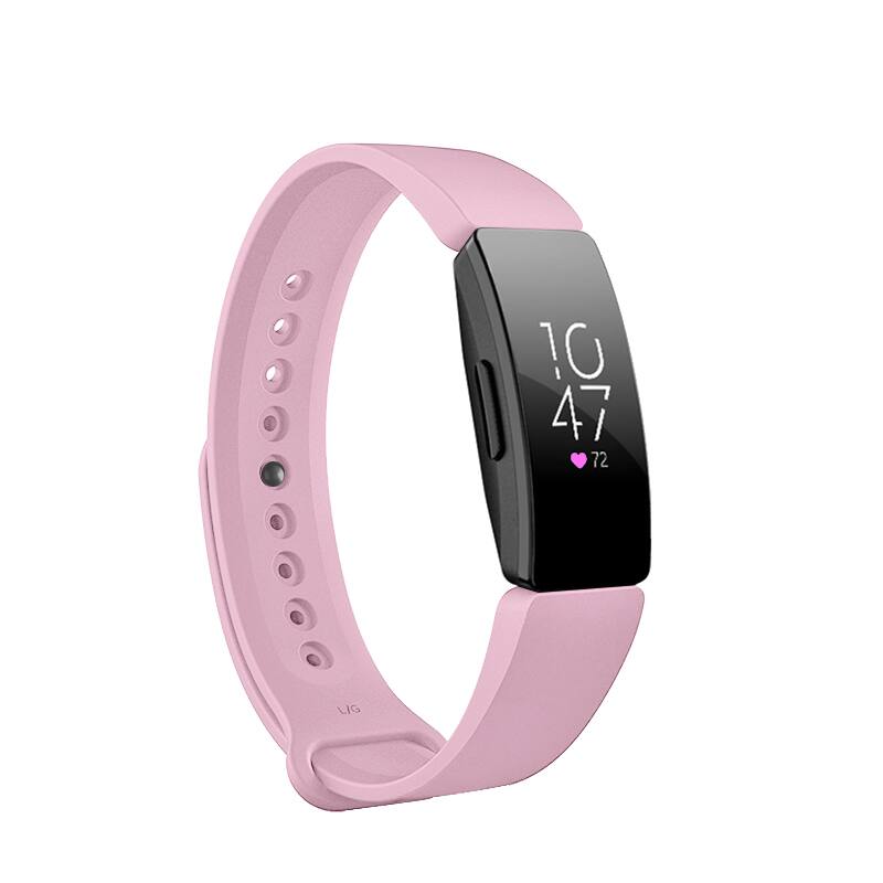 Front. StrapsCo - Rubber Pin-and-Tuck Strap Silicone Watch Band For Fitbit Inspire & Inspire HR (Medium-Long) - Pink.