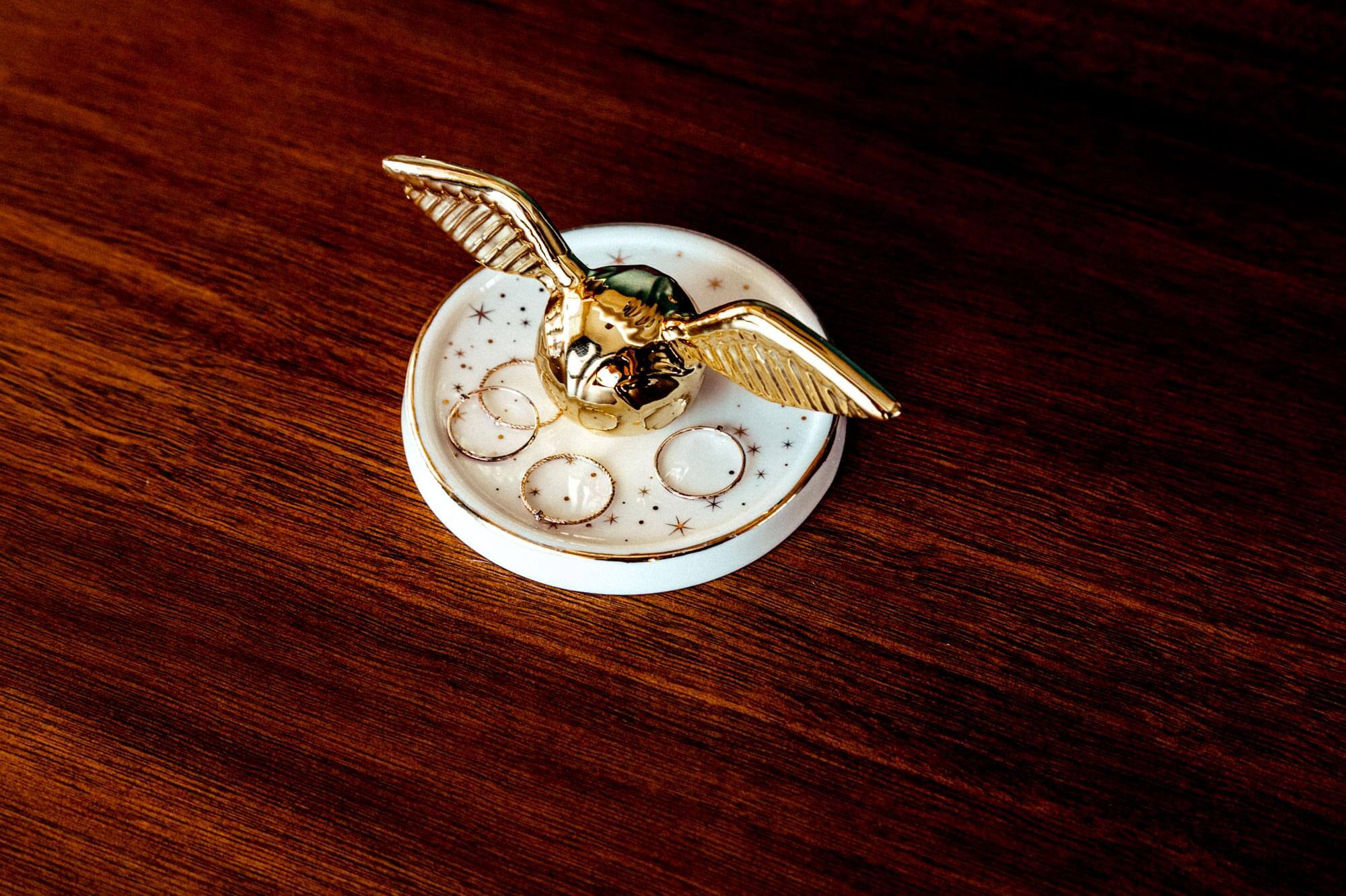 Alt View 4. Ukonic - Harry Potter Golden Snitch Ceramic Trinket Tray | 4 Inches - Gold.