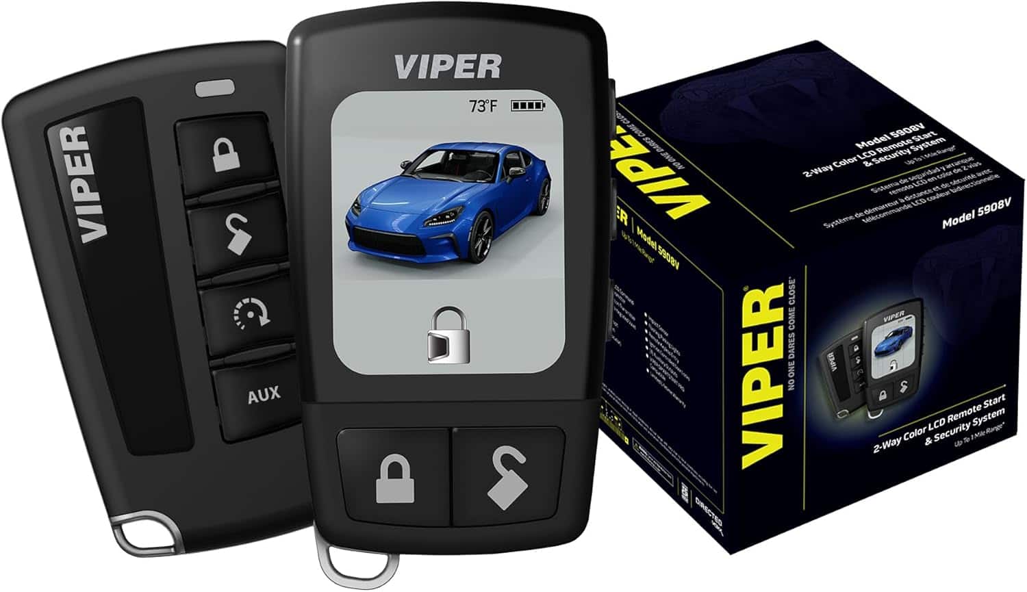 Viper - 5908V 2Way LCD Security and Remote Start System with up to 1Mile Range - Black