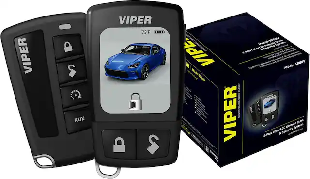 VIPER
73°F
VIPER
Model 5908V
2-Way Color LCD Remote Start & Security System
Up to 14 Mile Range
VIPER
Model 5908V
2-Way Color LCD Remote Start & Security System
Up to 14 Mile Range
VIPER
AUX
VIPER
NO ONE DARES TO COME