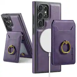 Dteck - for Samsung Galaxy S24 Ultra 2-in-1 Magnetic Detachable Wallet Case with RFID Blocking,PU Leather Shockproof Folio Cover - Purple