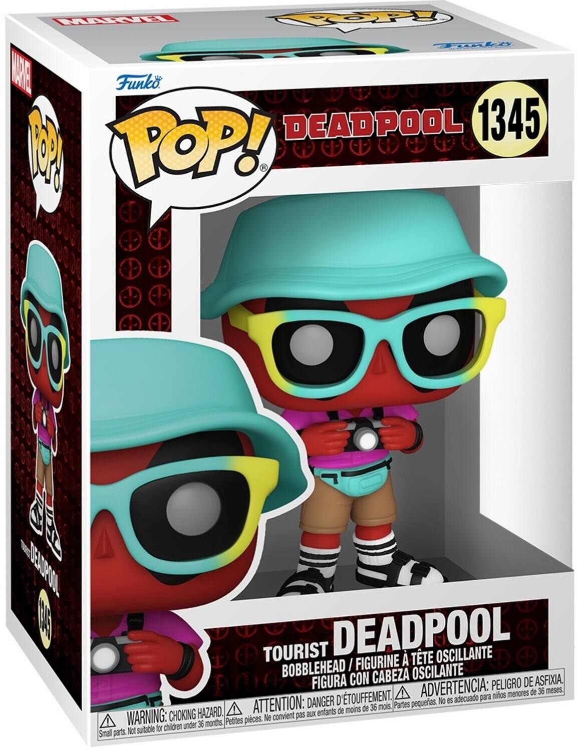 MRTI FOPP Tl AE Funko  DEADPOOL 1345 ( POP! R DELOPOOL A TOURIST DEADPOOL  TTE OSCILANTE BOBBLEHEAD I FIGURINE CON CABEZA OSCILANTE ASFIXIA. FIGURA ADVERTENCIA: PELIGRO DE menores de 36 meses 'TOUFFEMENT. adecuado para nios ATTENTION: DANGER D Partes pequeras. No es de moins de 36 mois. WARNING: CHOKING HAZARD. convient pas aux enfants Petites pieces. Ne children under 36 months Not suitable for Small parts.