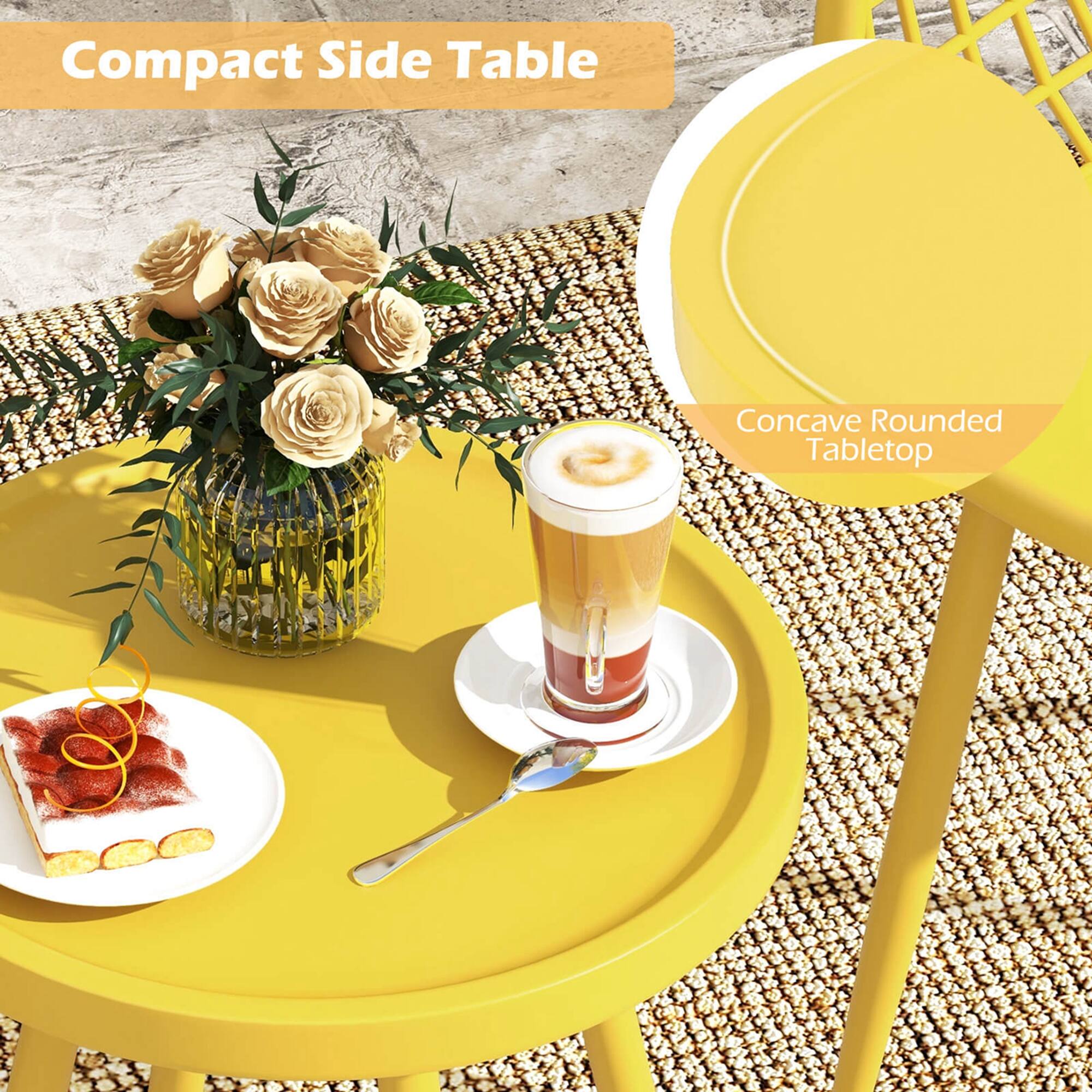 Compact Side Table Concave Rounded Tabletop