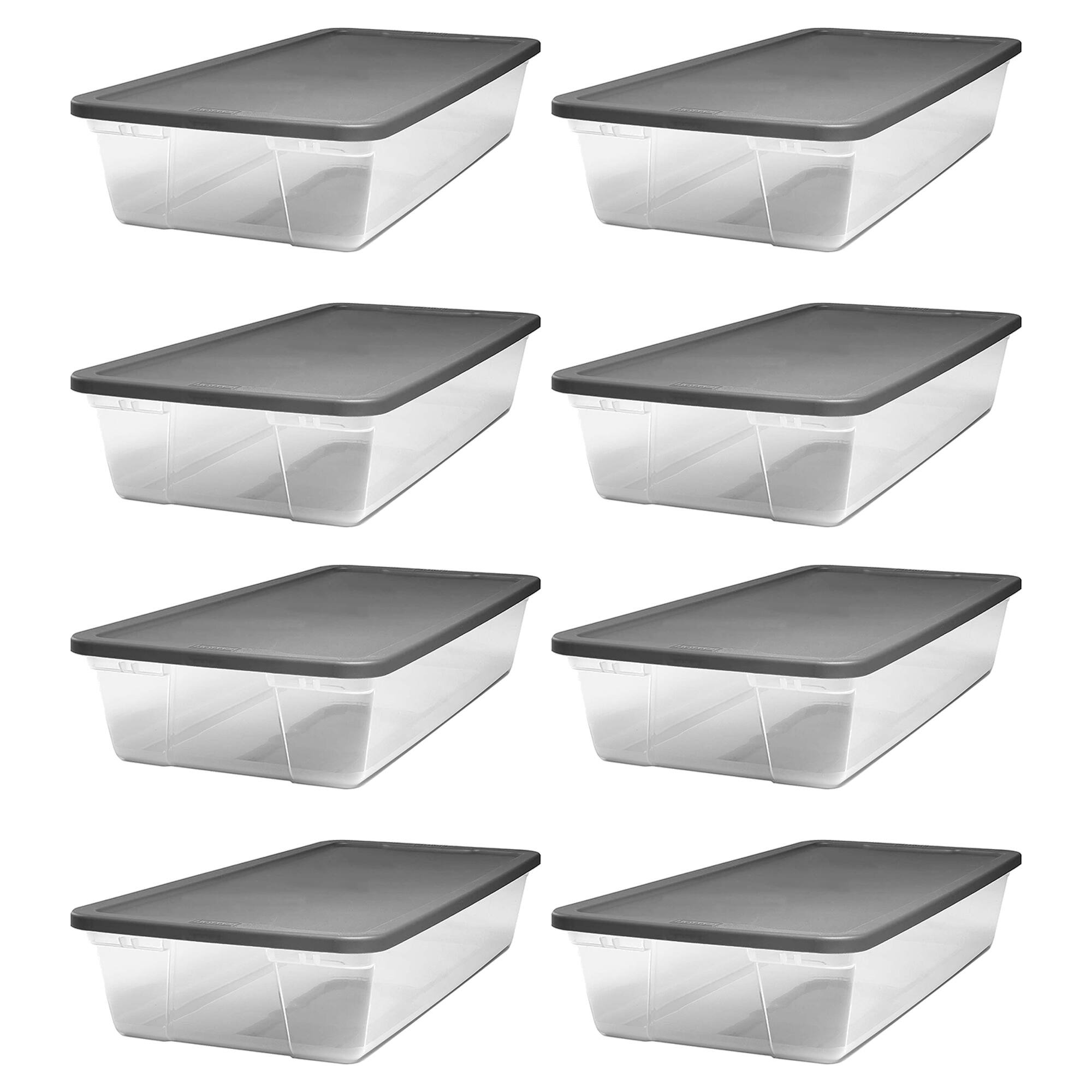 Alt View 8. Homz - Homz 41 Quart Stackable Plastic Storage Containers with Latching Lid (8 Pack) - Clear/Gray.