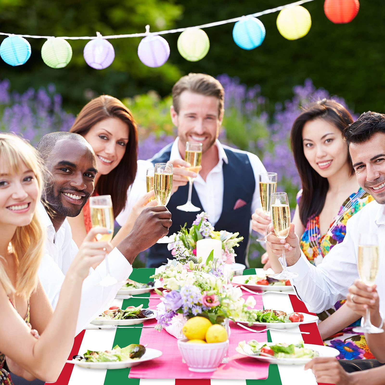 Alt View 6. Dapper Styles - Italian Flag Rectangular Tablecloth Decorations Plastic And Design Table Cover For Party Family Gathering K... - Default.