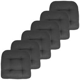 Sweet Home Collection - Patio Cushions Indoor/Outdoor Chair Pads Tufted 19" x 19", 6-Pack - Charcoal